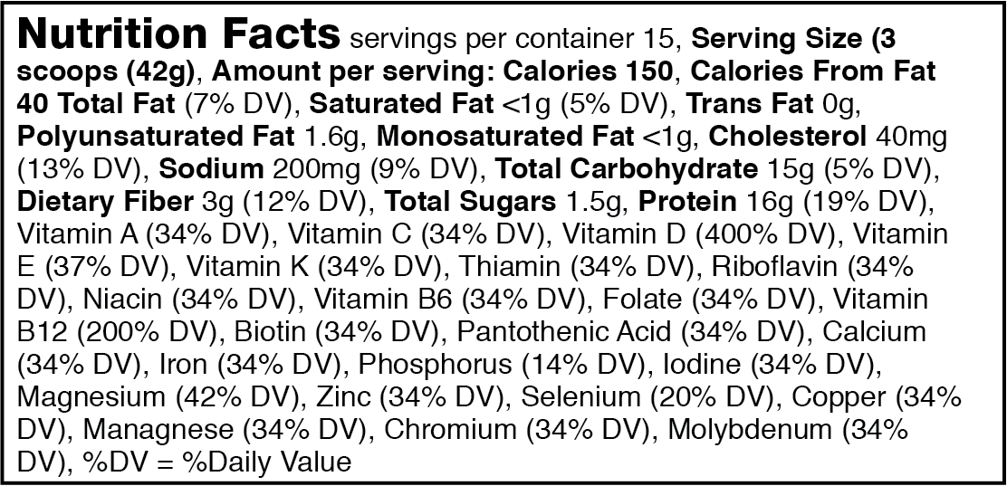 Lean - Vanilla nutrition facts